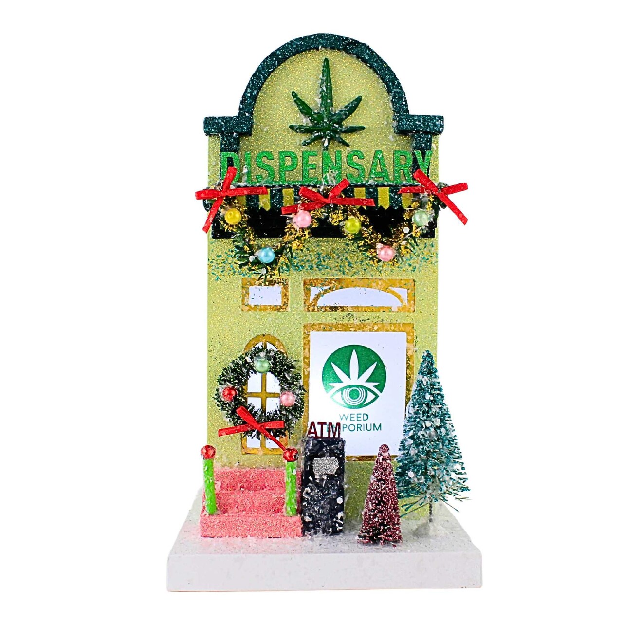 Cody Foster 11.0 Inch Dispensary Putz Building Christmas Christmas Village , Lightweight Christmas Decor Nostalgic Putz Building